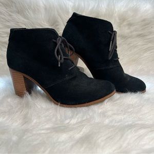 Toms Black Suede Lunata Lace Up Booties